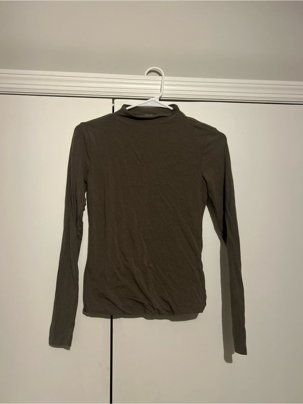 nuuds Olive Green Long Sleeve Mock Neck Top